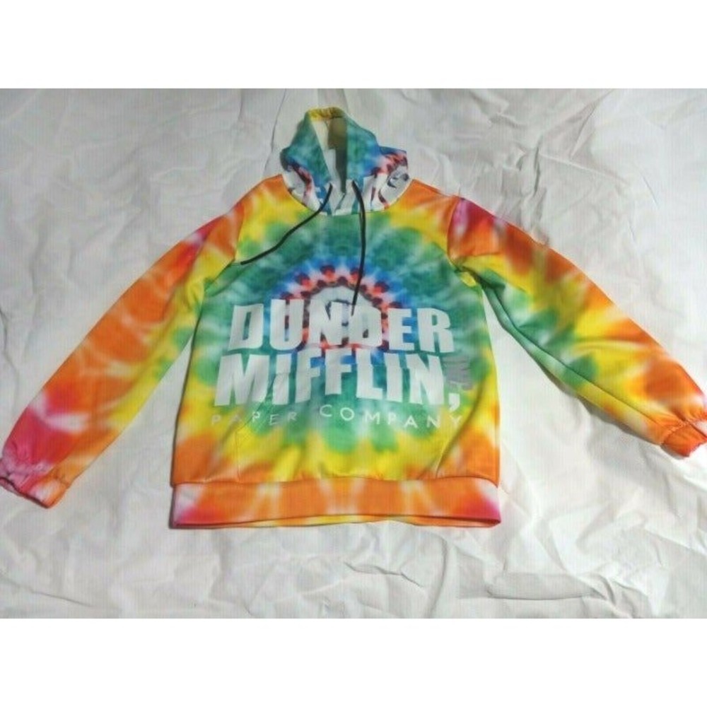 Dunder Mifflin Paper Company "The Office" Hoodie Sweat Shirt Tie Dye Size Large